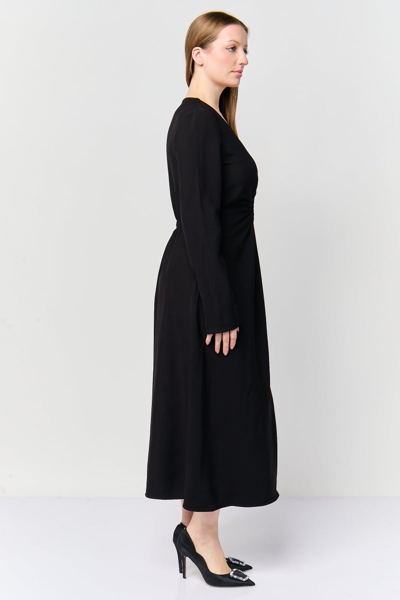 DKNY Women Plain Midi Dress, Black - Image 3