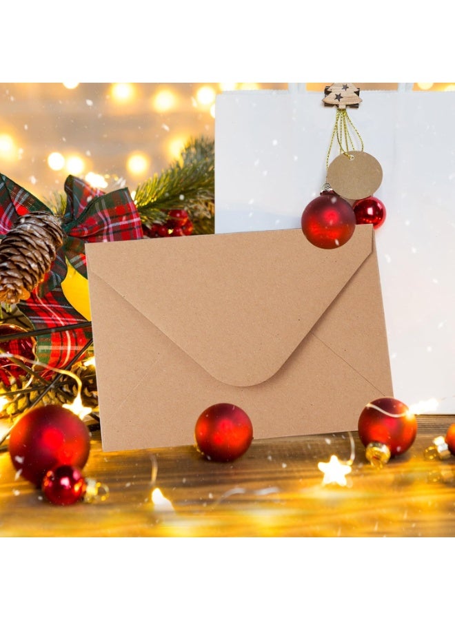 V-flap Kraft Envelopes, 50 Pack, 4.3 x 6.2 Inch,  Envelopes, Card Envelopes, Brown Envelopes, Kraft Paper Envelopes for Invitations, Postcard Envelopes, Water Base Adhesive, Gummed Flap - Image 5