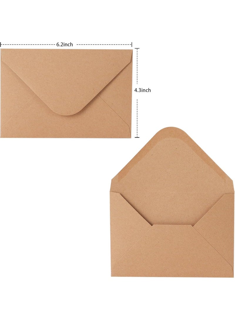 V-flap Kraft Envelopes, 50 Pack, 4.3 x 6.2 Inch,  Envelopes, Card Envelopes, Brown Envelopes, Kraft Paper Envelopes for Invitations, Postcard Envelopes, Water Base Adhesive, Gummed Flap - Image 3