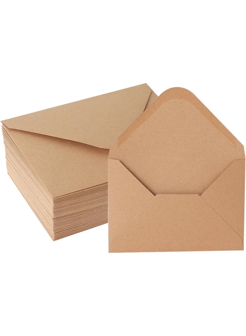 V-flap Kraft Envelopes, 50 Pack, 4.3 x 6.2 Inch,  Envelopes, Card Envelopes, Brown Envelopes, Kraft Paper Envelopes for Invitations, Postcard Envelopes, Water Base Adhesive, Gummed Flap - Image 1