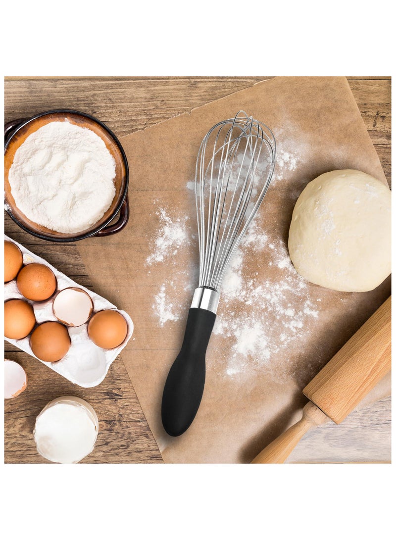 Stainless Steel Whisk,Balloon Whisk Kitchen Tool With Soft Silicone Handle,Thick Durable Wired Whisk Utensil For Blending, Beating, Whisking, Frothing, Stirring  - Image 1