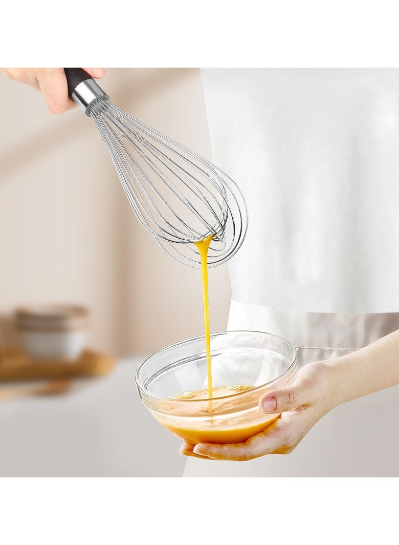 Stainless Steel Whisk,Balloon Whisk Kitchen Tool With Soft Silicone Handle,Thick Durable Wired Whisk Utensil For Blending, Beating, Whisking, Frothing, Stirring  - Image 3