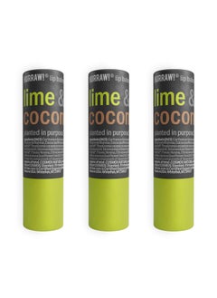 Hurraw! Hurraw Lime  Coconut Lip Balm 3 Pack PlasticFree with new cardboard pushup tube Certified Organic All Natural Origin Vegan  Cruelty Free Gluten Free Bee Shea Soy  Palm Free Made in USA 