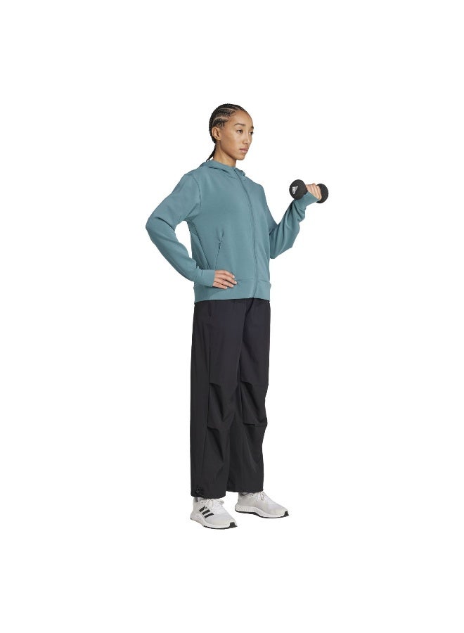 Adidas Adidas D4T Fz Hoodie Green Hooded Sweat Sweatshirts For Women - Image 4