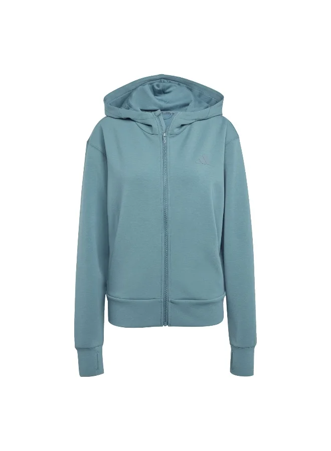 Adidas Adidas D4T Fz Hoodie Green Hooded Sweat Sweatshirts For Women