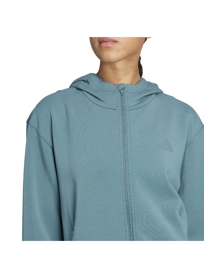 Adidas Adidas D4T Fz Hoodie Green Hooded Sweat Sweatshirts For Women - Image 5