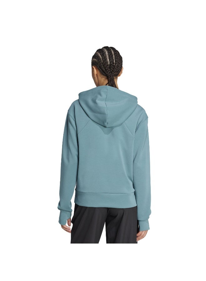 Adidas D4T Fz Hoodie Green Hooded Sweat Sweatshirts For Women - Image 3