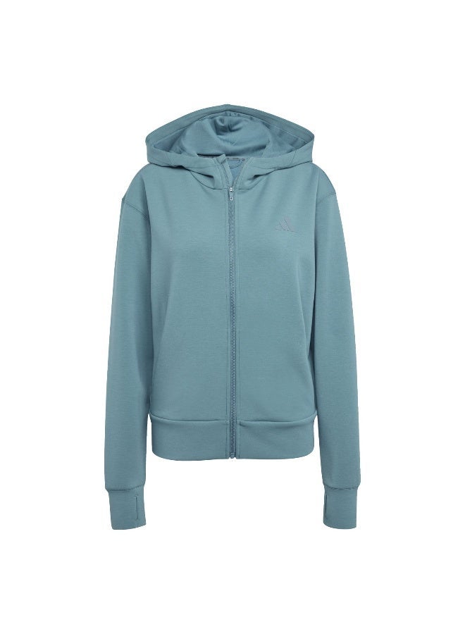 Adidas D4T Fz Hoodie Green Hooded Sweat Sweatshirts For Women - Image 2
