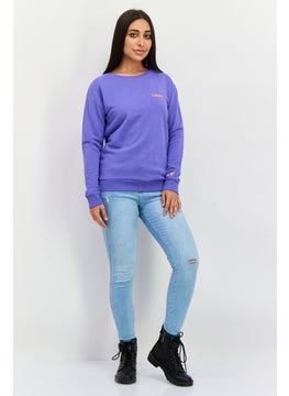 KANGOL Women Crew Neck Brand Logo Long Sleeves Sweatshirt, Purple  - Image 4