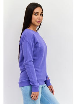 KANGOL Women Crew Neck Brand Logo Long Sleeves Sweatshirt, Purple  - Image 2