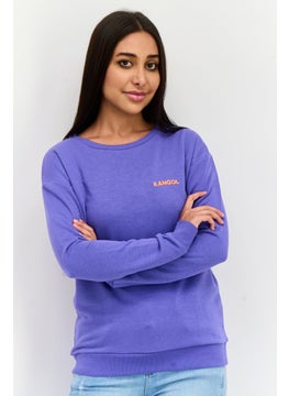 KANGOL Women Crew Neck Brand Logo Long Sleeves Sweatshirt, Purple  - Image 1