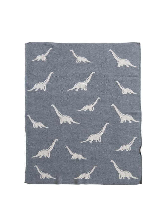 Creative Co-Op Cotton Knit Baby Blanket with Dinosaurs, 40" L x 32" W - Image 3