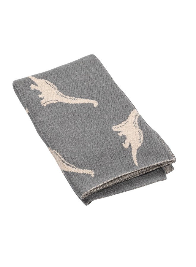 Creative Co-Op Cotton Knit Baby Blanket with Dinosaurs, 40" L x 32" W - Image 1