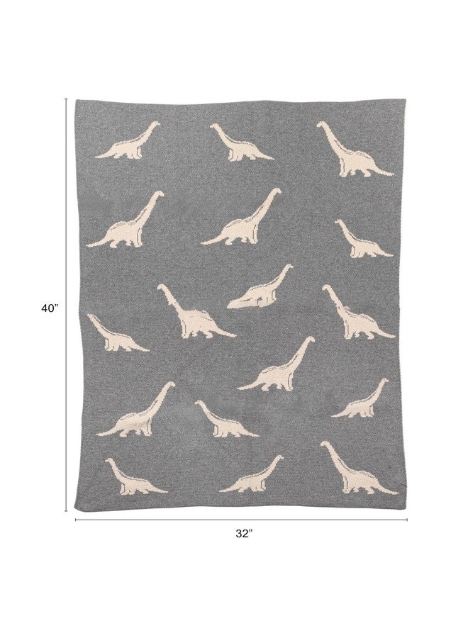 Creative Co-Op Cotton Knit Baby Blanket with Dinosaurs, 40" L x 32" W - Image 2
