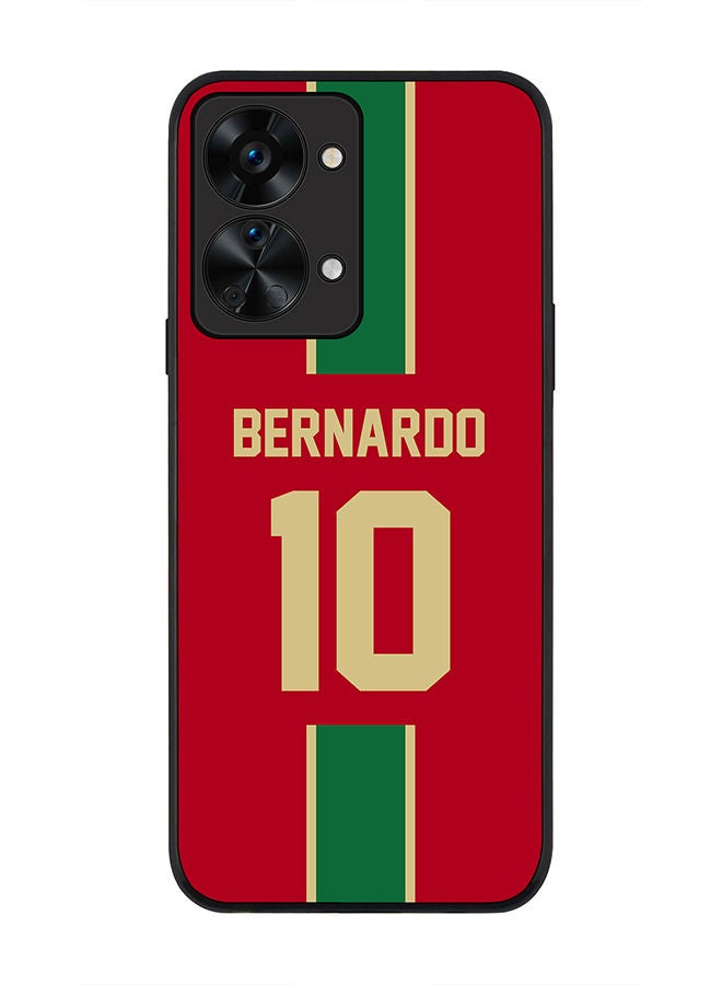 Stylizedd Rugged Black edge case for OnePlus Nord 2T Slim fit Soft Case Flexible Rubber Edges Anti Drop TPU Gel Thin Cover - Football Team - Portugal Player Name - Bernardo - Image 1