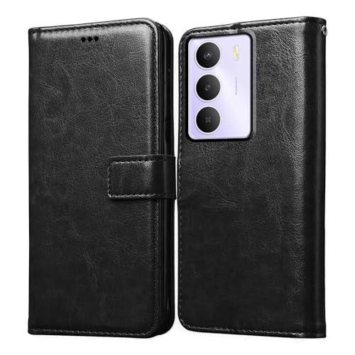 Casotec Flip Cover Back Case for Realme C73 5G / C75 4G | Premium Leather Finish | Inbuilt Pockets & Stand | Flip Cover Back Case for Realme C73 5G / C75 4G / C75 5G / Narzo 80 Lite 5G (Black) - Image 1
