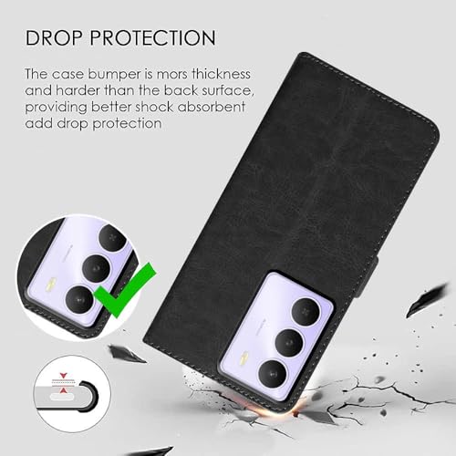 Casotec Flip Cover Back Case for Realme C73 5G / C75 4G | Premium Leather Finish | Inbuilt Pockets & Stand | Flip Cover Back Case for Realme C73 5G / C75 4G / C75 5G / Narzo 80 Lite 5G (Black) - Image 3