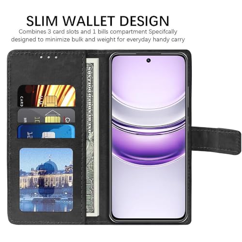 Casotec Flip Cover Back Case for Realme C73 5G / C75 4G | Premium Leather Finish | Inbuilt Pockets & Stand | Flip Cover Back Case for Realme C73 5G / C75 4G / C75 5G / Narzo 80 Lite 5G (Black) - Image 4