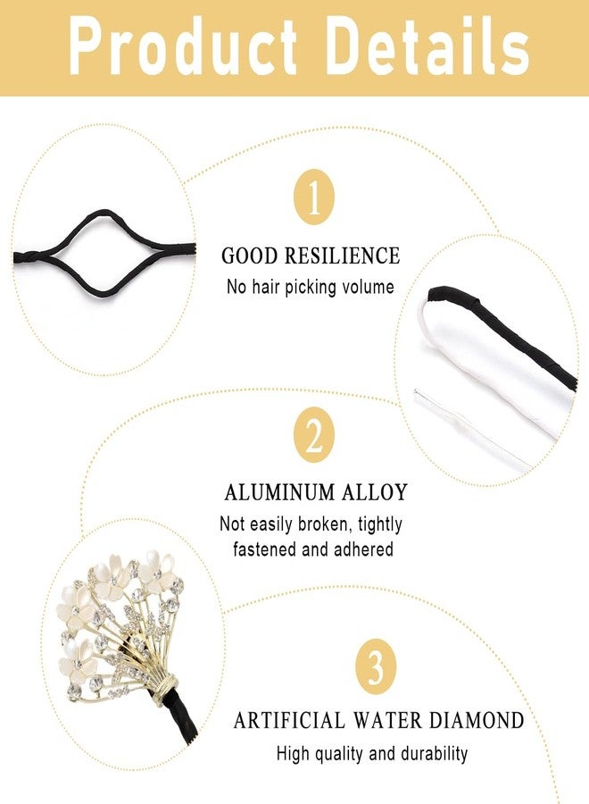 Dezzy Juda Hair Bun Accessories for Women, Quick Bun Maker for Hair, Medium Thick Hair Bun Clips for Women, Floral Rhinestone Hair Style Accessories (White) - Image 3