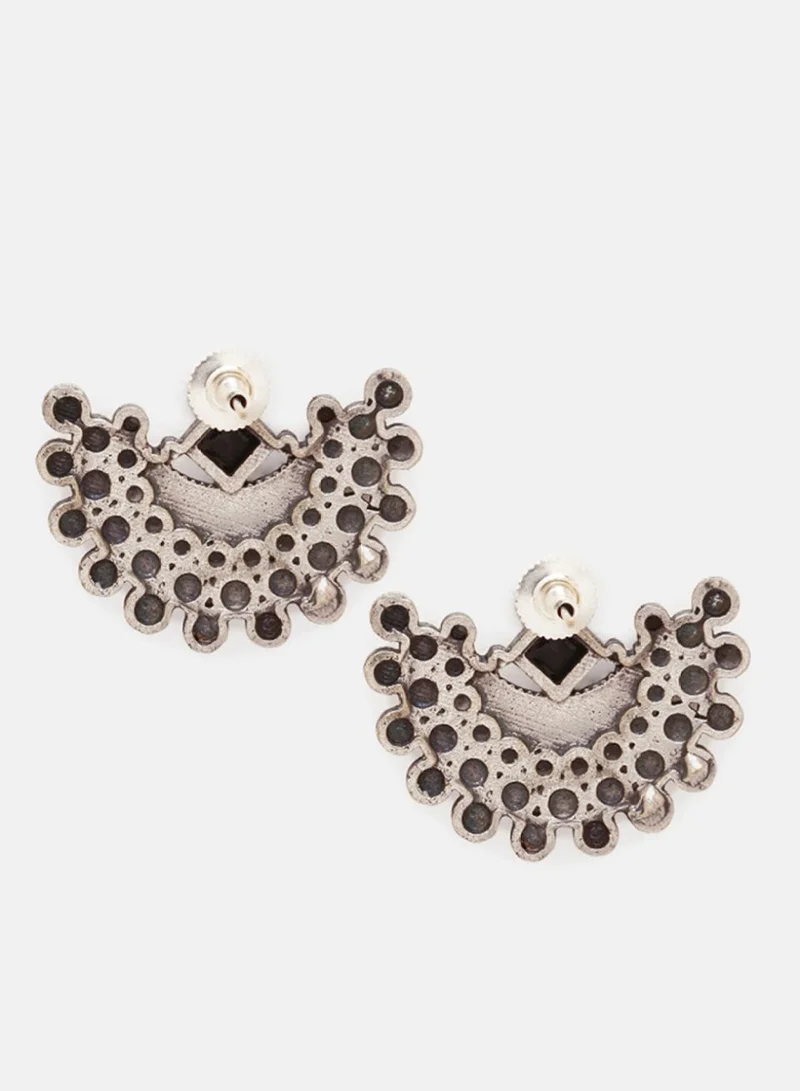 برياسي Plated Artificial Stones Studded Oxidised Contemporary Kemp Studs Earrings