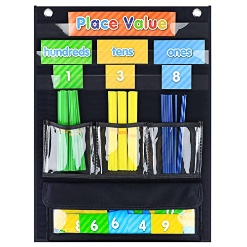 Eamay Counting Caddy & Place Value Pocket Chart for Classroom and Homeschool(Black) - Image 1