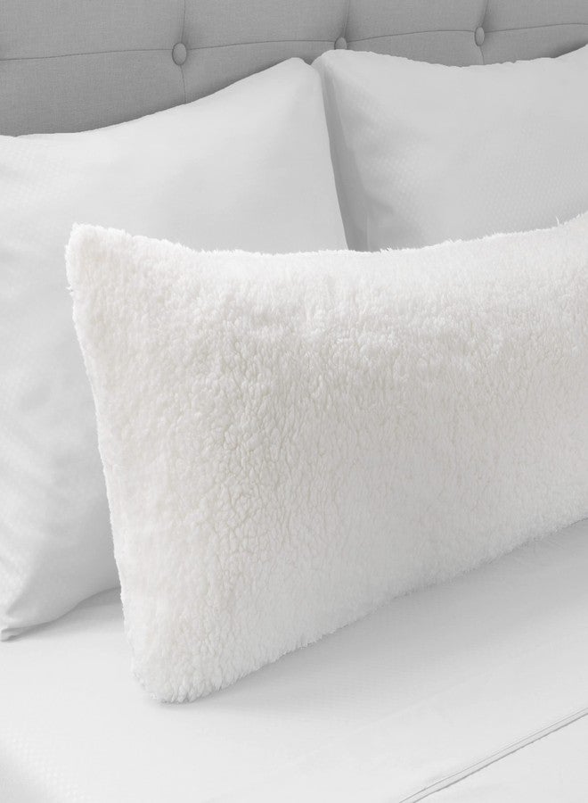 Lavish Home Body Pillow Cover. Sherpa with side zipper by Lavish Home - 18 ”x52” (White) - Image 2