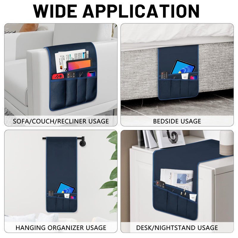Wetrbweh Tv Remote Control Holder Couch Caddy  Non-Slip Bedside Caddy Organizer With 5 Pockets For Key Glasses Phone Magazine Holders - Image 3