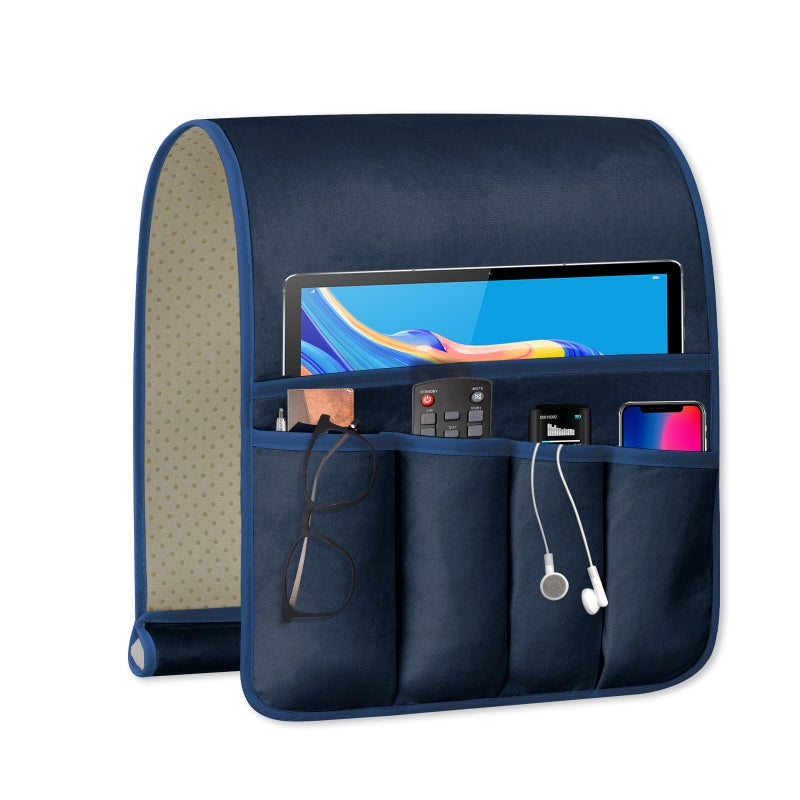 Wetrbweh Tv Remote Control Holder Couch Caddy  Non-Slip Bedside Caddy Organizer With 5 Pockets For Key Glasses Phone Magazine Holders - Image 1