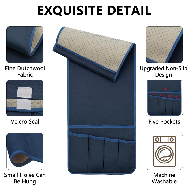 Wetrbweh Tv Remote Control Holder Couch Caddy  Non-Slip Bedside Caddy Organizer With 5 Pockets For Key Glasses Phone Magazine Holders - Image 5