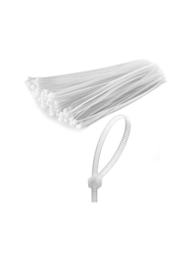 promass Nylon Cable Tie Self-locking Plastic Wire Zip Tie, 100 PCS (4.8x350mm, White)