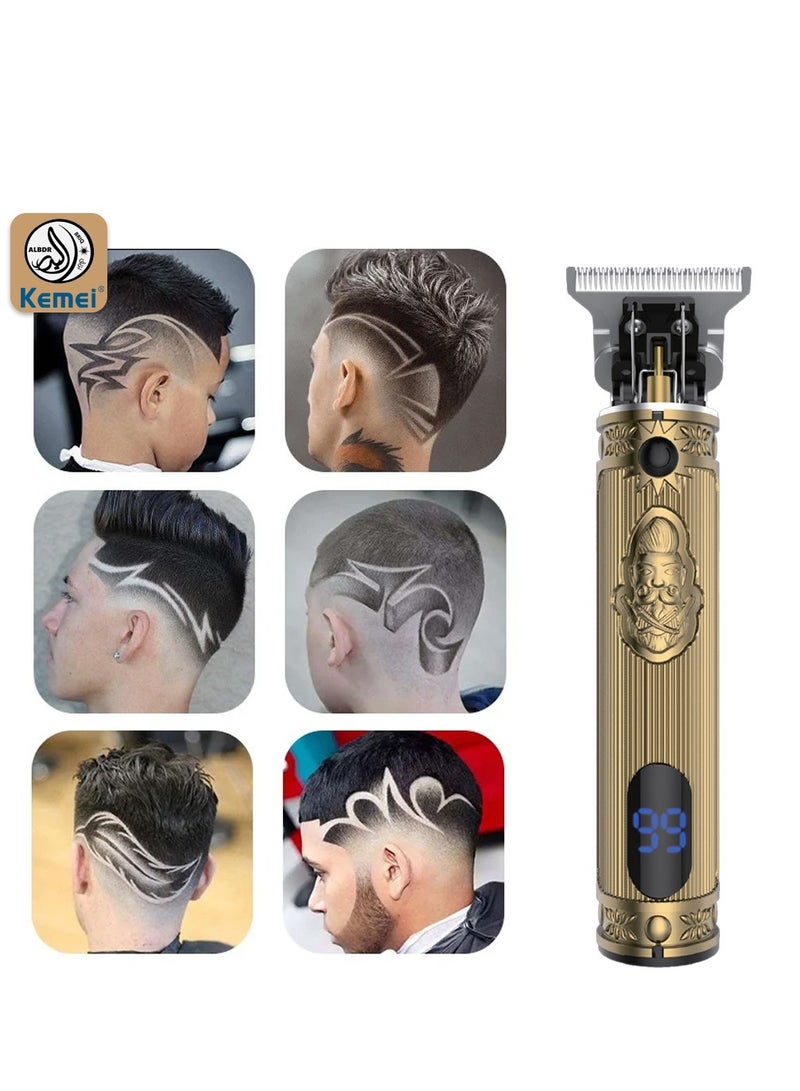 Kemei Rechargeable Hair and Beard Clipp With a digital screener  for Men (Saudi Version) Gold Color  KM-700H - Image 4