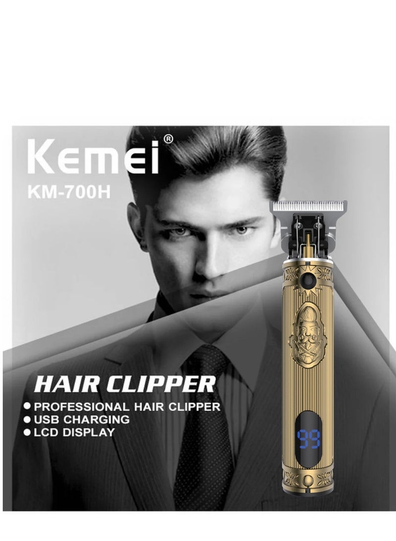 Kemei Rechargeable Hair and Beard Clipp With a digital screener  for Men (Saudi Version) Gold Color  KM-700H - Image 5