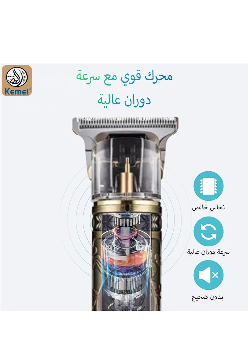 Kemei Rechargeable Hair and Beard Clipp With a digital screener  for Men (Saudi Version) Gold Color  KM-700H - Image 3