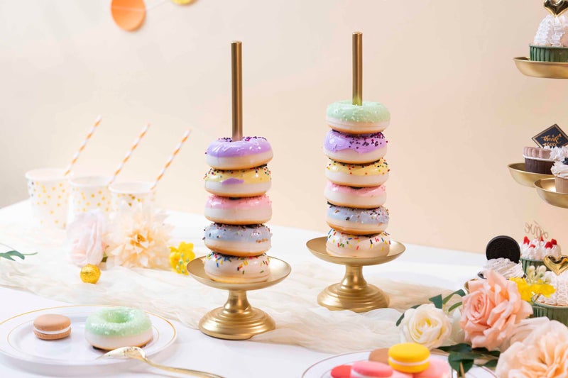 WOPARTY Donut Stand Metal 2 Pack,Display Tower for Dessert Table, Doughnut Holder for Birthday, Wedding, Baby Shower, Bridal Showers,Christmas, Party Supplies (Gold) - Image 5