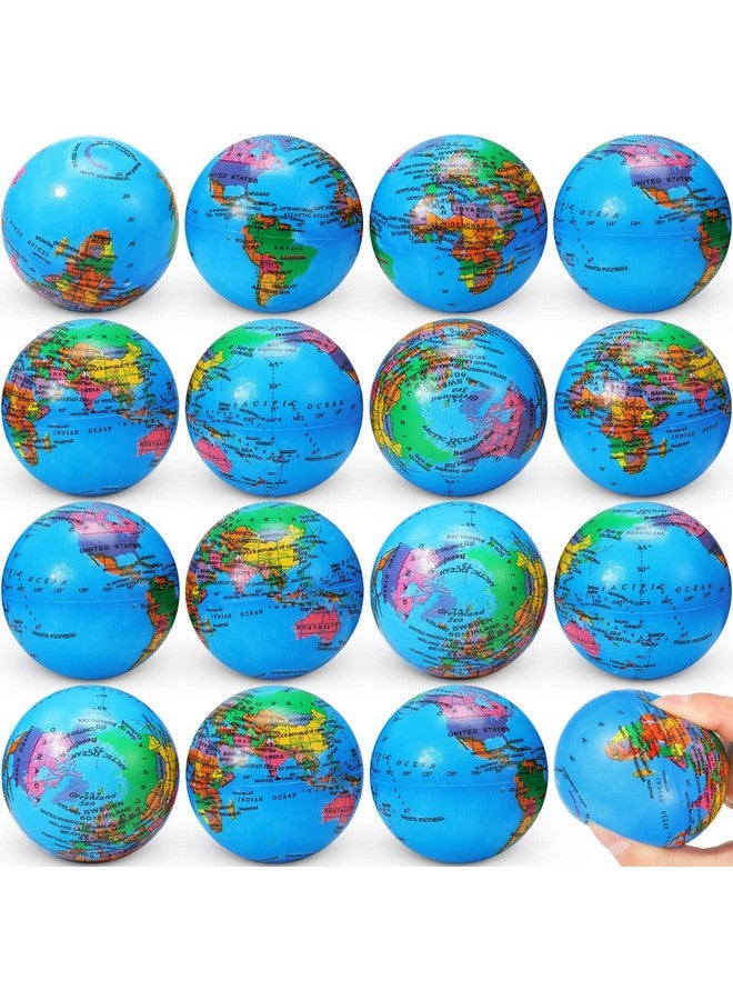 Vinsot 60 Pack Mini Earth Stress Balls 2.5 Inch Pu Globe Squeezable Balls Educational Foam Squeezable Balls For Finger Exercise - Image 1