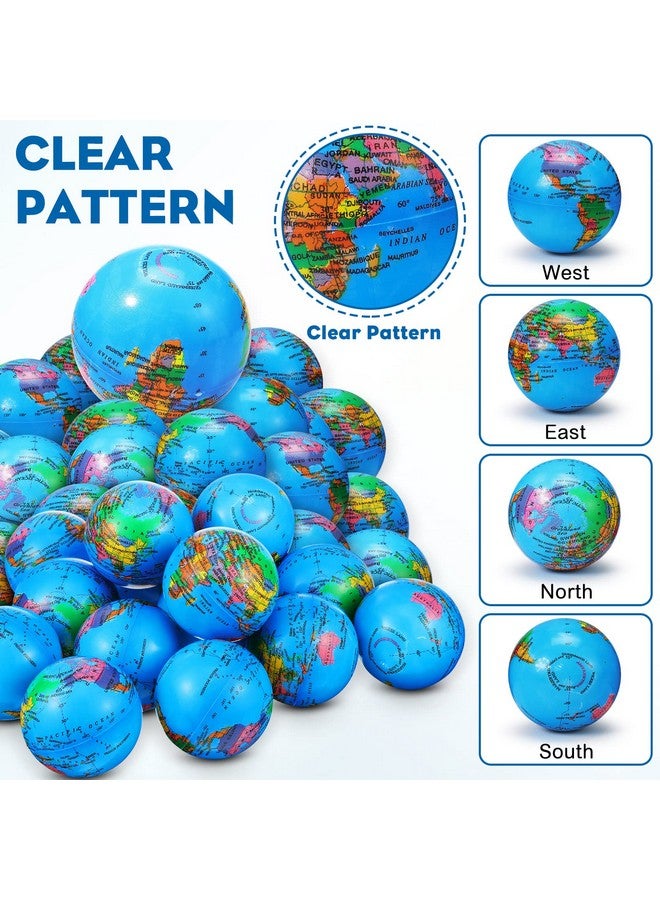 Vinsot 60 Pack Mini Earth Stress Balls 2.5 Inch Pu Globe Squeezable Balls Educational Foam Squeezable Balls For Finger Exercise - Image 3