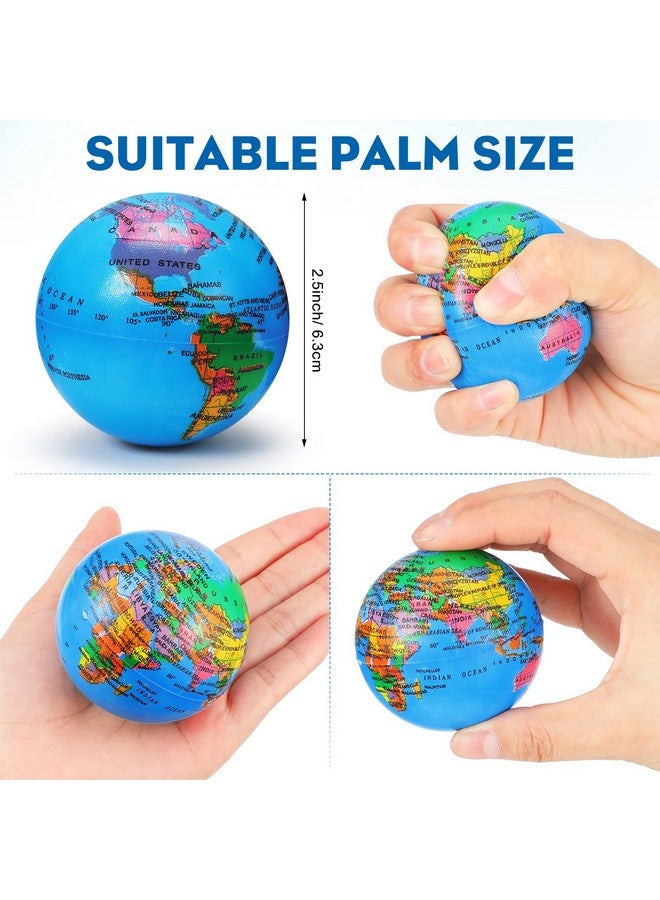 Vinsot 60 Pack Mini Earth Stress Balls 2.5 Inch Pu Globe Squeezable Balls Educational Foam Squeezable Balls For Finger Exercise - Image 4