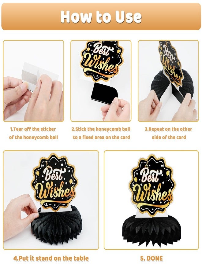Ethanberg 9Pcs Happy Birthday Party Table Decorations, Black Gold Honeycomb Centerpieces for Table, Birthday Table Toppers for Party Favor Photo Booth Props, Center Pieces for Men Woman - Image 4
