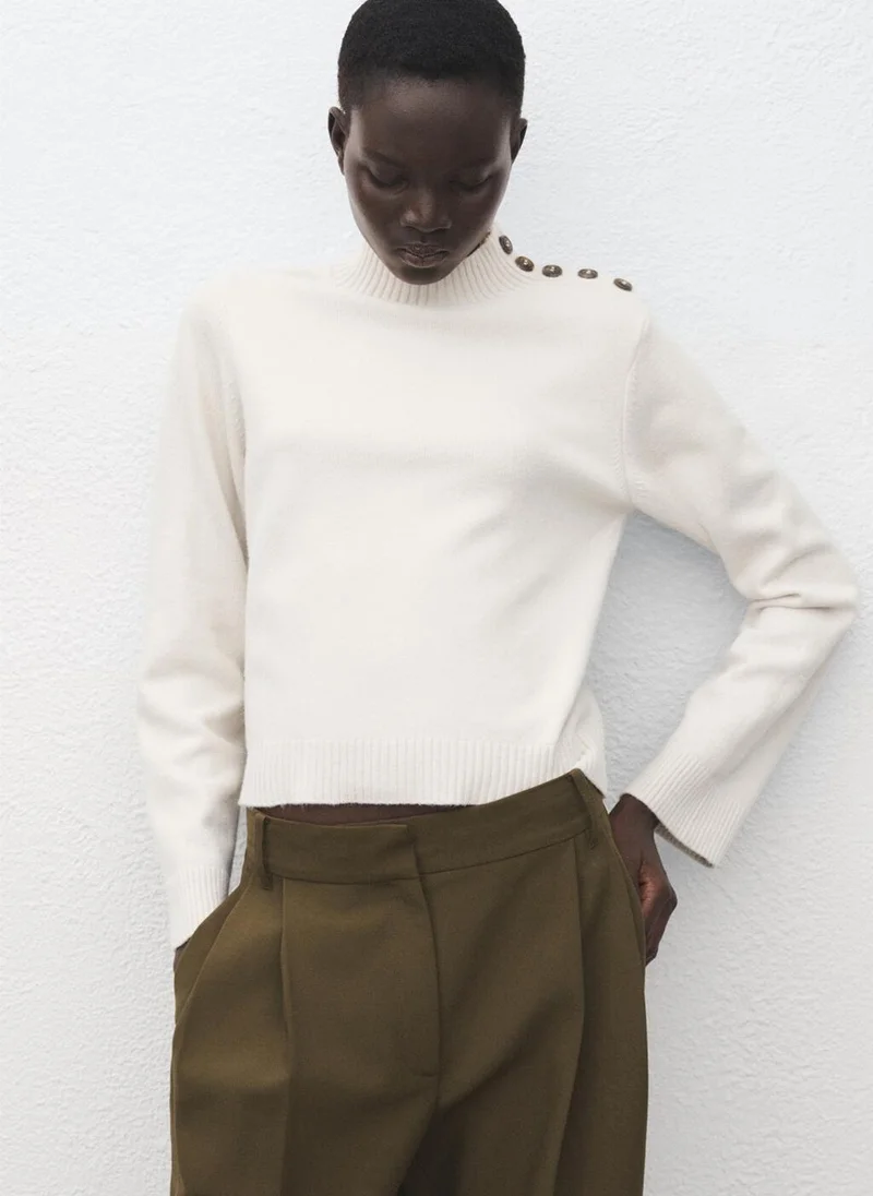 MANGO Perkins-neck sweater with button