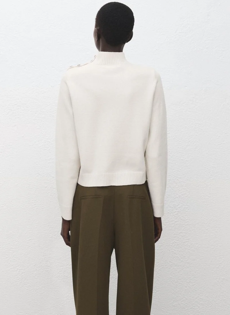 MANGO Perkins-neck sweater with button