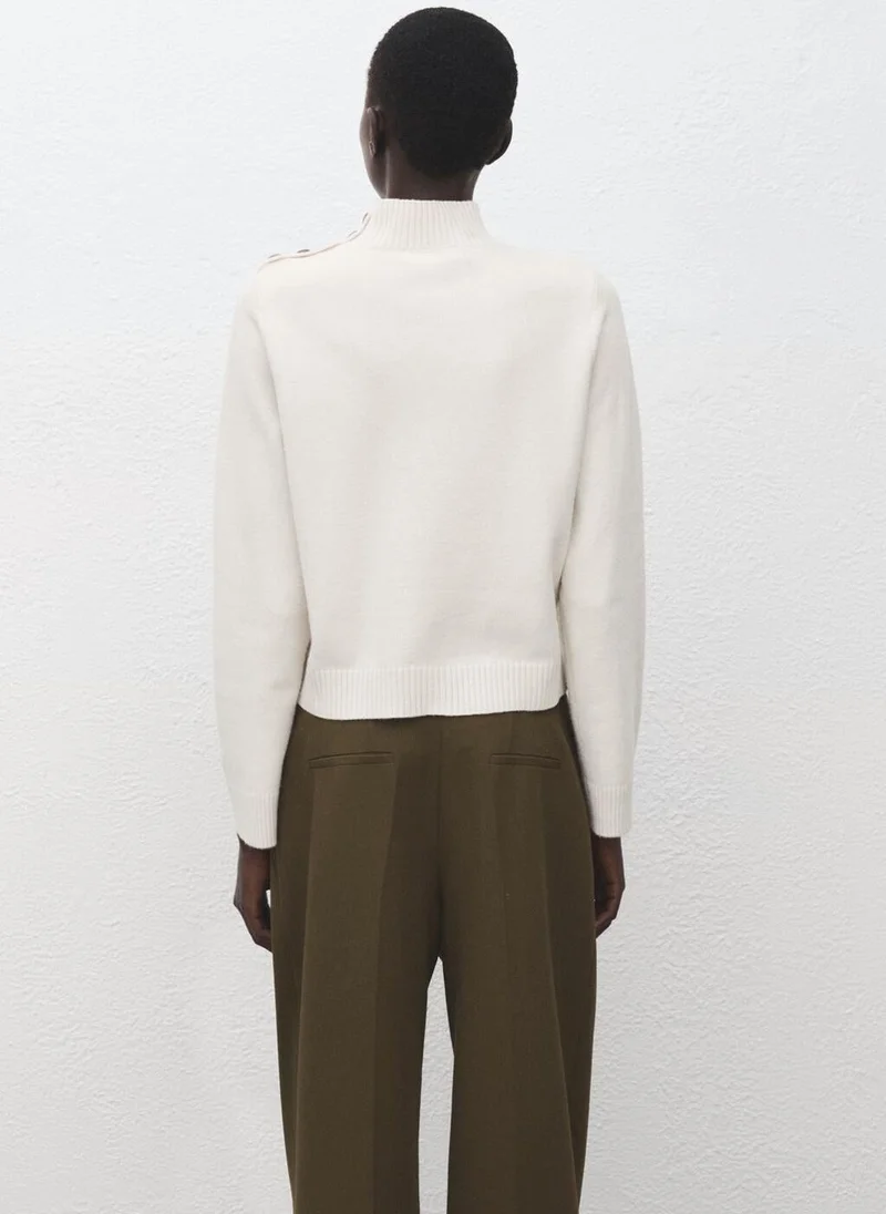 مانجو كنزة بياقة بيركنز بأزرار