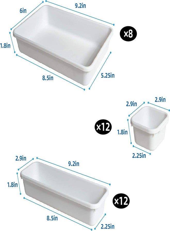 Surfexa 33pcs Household Drawer Organizers Dustproof Desk Stationery Storage Box Women Makeup Organizer for Kitchen Bathroom accessories | White - Image 2