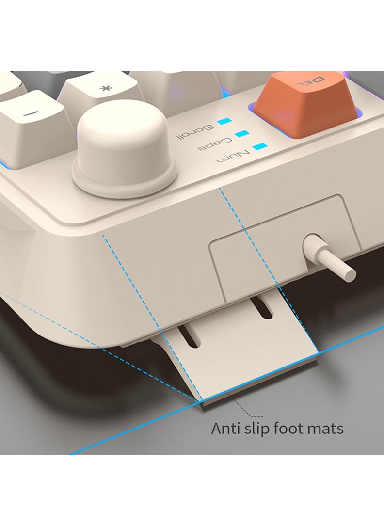 XUNFOX - K82 USB Keyboard Three Color-Block Luminous Mechanical Hand Feel Station 94 Key for Gaming Computer PC Laptop Mechanical Keyboard Three Color Backlit Keyboard Cream - Image 1