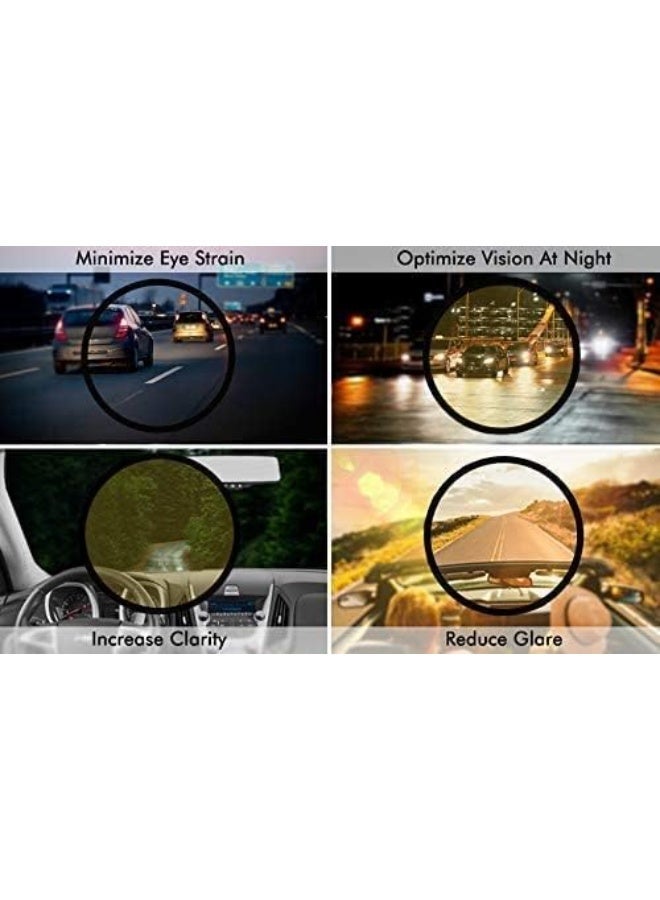 طقم نظارتين للرؤية والسواقة الليلية، نظارات شمسية عالية الدقة يعزز الوضوح واللون عدسات عالية الوضوح الحماية من الأشعة فوق البنفسجية مناسبة للارتداء فوق نظارتك الطبية رجالي ونسائي - نضاره سواقه ليلية - Image 2