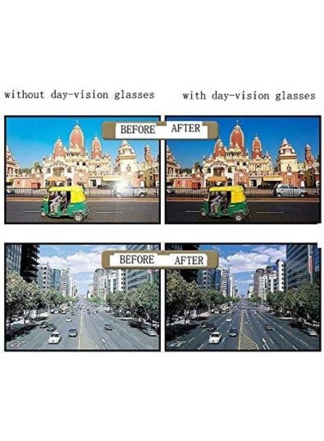 طقم نظارتين للرؤية والسواقة الليلية، نظارات شمسية عالية الدقة يعزز الوضوح واللون عدسات عالية الوضوح الحماية من الأشعة فوق البنفسجية مناسبة للارتداء فوق نظارتك الطبية رجالي ونسائي - نضاره سواقه ليلية - Image 4