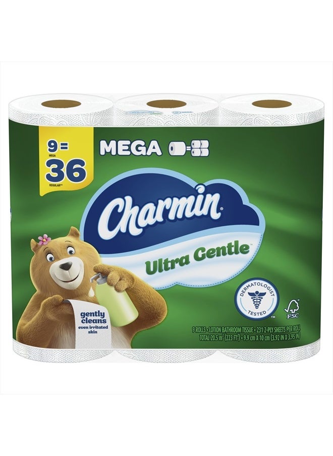 Charmin Ultra Gentle Toilet Paper, 9 Mega Rolls, 231 Sheets Per Roll  - Image 1