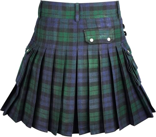 BaronHong Tartan Utility Kilts for Men Tartan Kilt with Straps and Large Cargo Pockets(Green,5XL) - Image 5