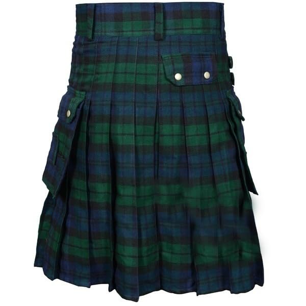 BaronHong Tartan Utility Kilts for Men Tartan Kilt with Straps and Large Cargo Pockets(Green,5XL) - Image 4