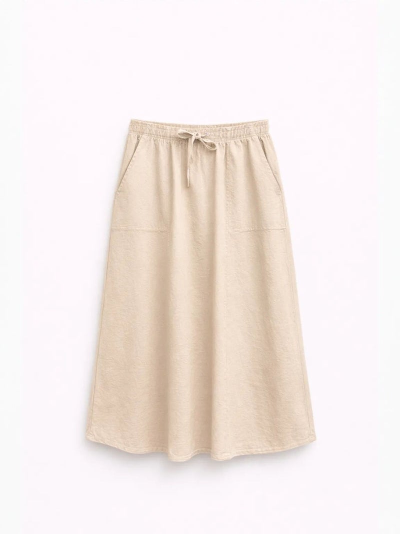 Mixray High-Waisted Poplin Skirt with Drawstring Detail - Image 1