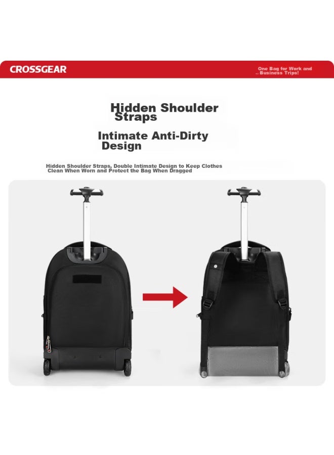 CROSS+GEAR Crossgear Backpack With Wheels, 17.3-inch Large Capacity Business Travel Luggage, Smooth-rolling Carry-on Suitcase, Student Backpack - Image 4